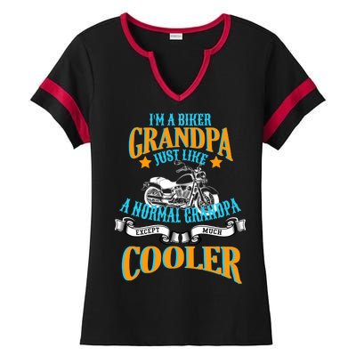 Cool Biker Grandpa Ladies Halftime Notch Neck Tee