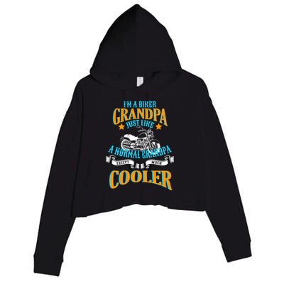 Cool Biker Grandpa Crop Fleece Hoodie