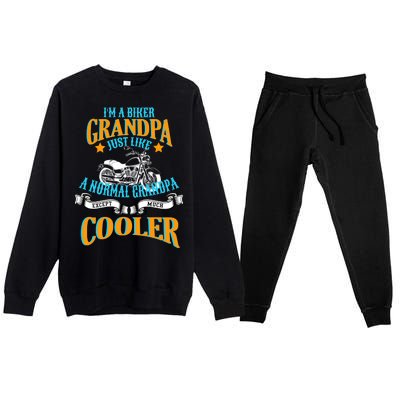 Cool Biker Grandpa Premium Crewneck Sweatsuit Set