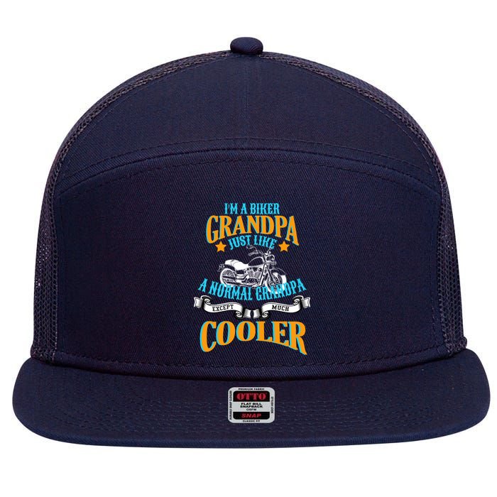 Cool Biker Grandpa 7 Panel Mesh Trucker Snapback Hat