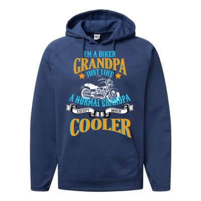 Cool Biker Grandpa Performance Fleece Hoodie