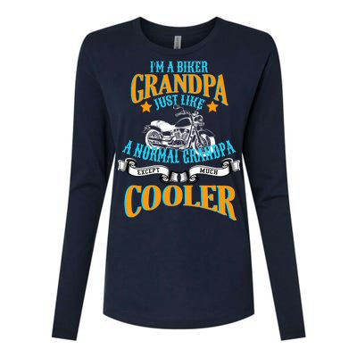 Cool Biker Grandpa Womens Cotton Relaxed Long Sleeve T-Shirt