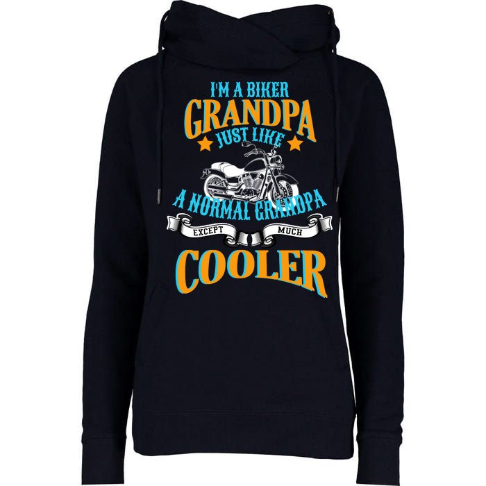 Cool Biker Grandpa Womens Funnel Neck Pullover Hood