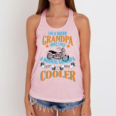 Cool Biker Grandpa Women's Knotted Racerback Tank