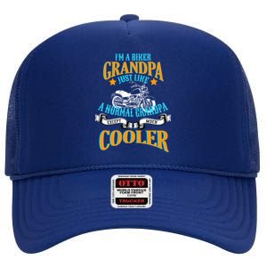 Cool Biker Grandpa High Crown Mesh Back Trucker Hat