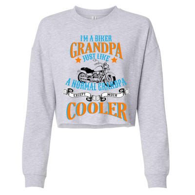 Cool Biker Grandpa Cropped Pullover Crew