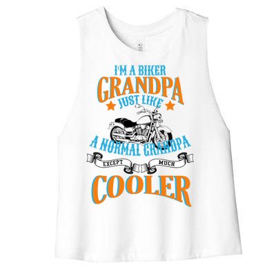 Cool Biker Grandpa Women's Racerback Cropped Tank