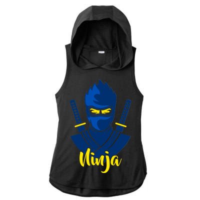 Cool Blue Ninja Ladies PosiCharge Tri-Blend Wicking Draft Hoodie Tank