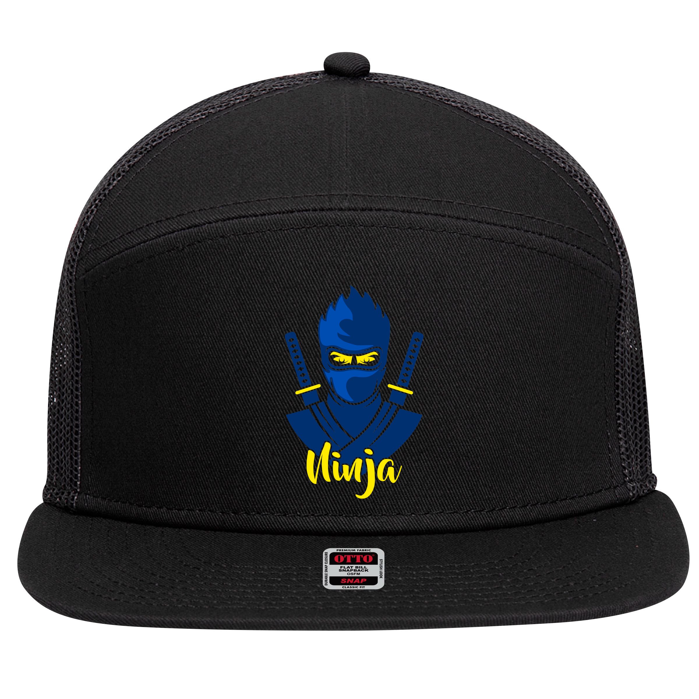 Cool Blue Ninja 7 Panel Mesh Trucker Snapback Hat