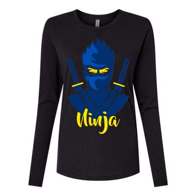 Cool Blue Ninja Womens Cotton Relaxed Long Sleeve T-Shirt