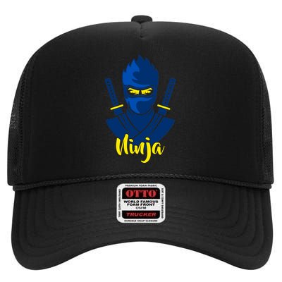 Cool Blue Ninja High Crown Mesh Back Trucker Hat