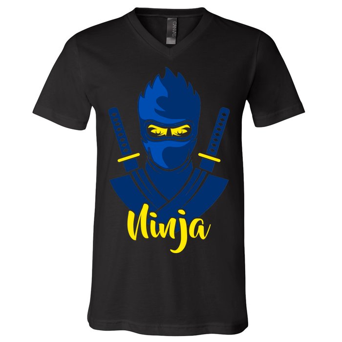 Cool Blue Ninja V-Neck T-Shirt