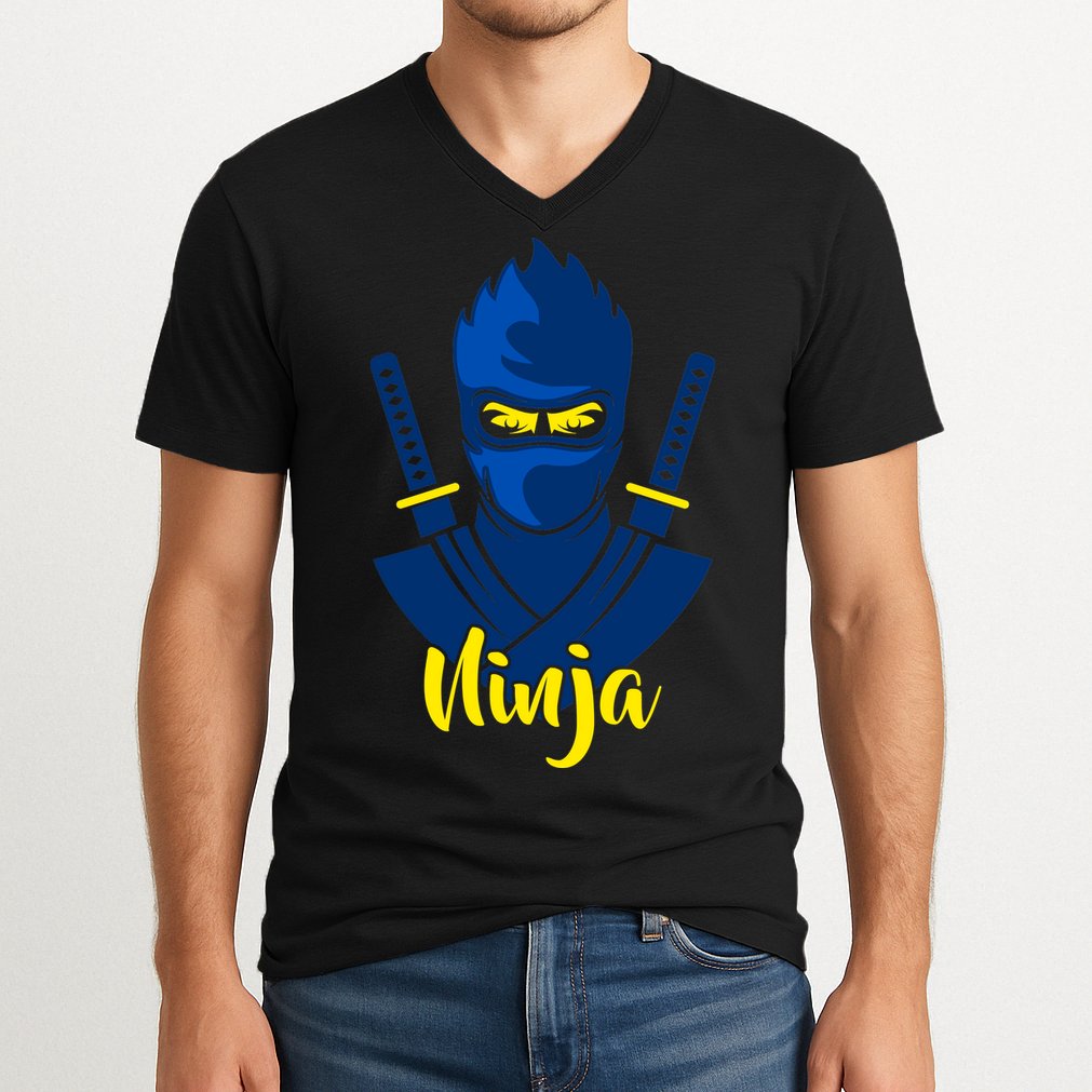 Cool Blue Ninja V-Neck T-Shirt