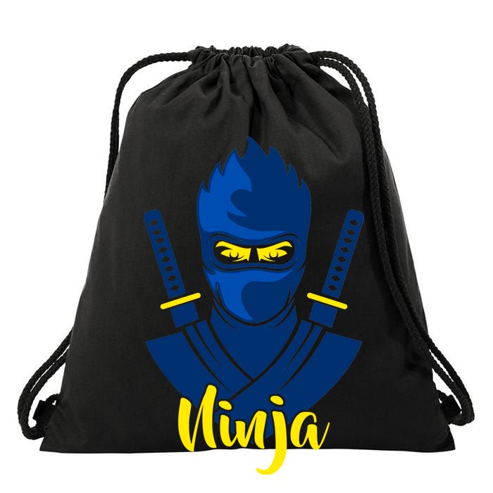 Cool Blue Ninja Drawstring Bag