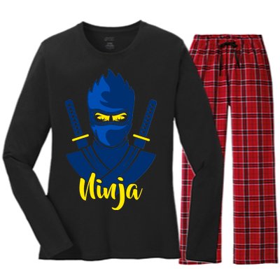 Cool Blue Ninja Women's Long Sleeve Flannel Pajama Set 