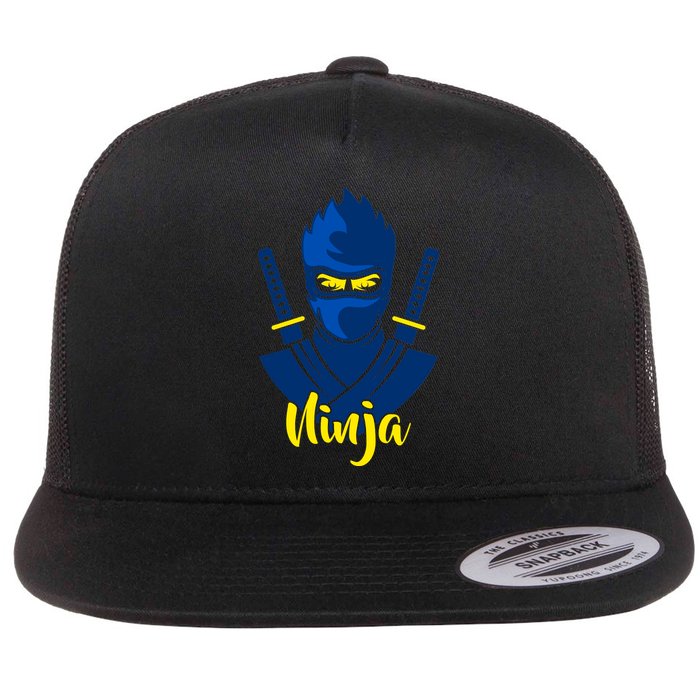 Cool Blue Ninja Flat Bill Trucker Hat