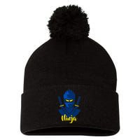 Cool Blue Ninja Pom Pom 12in Knit Beanie