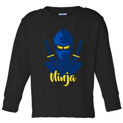 Cool Blue Ninja Toddler Long Sleeve Shirt