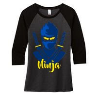 Cool Blue Ninja Women's Tri-Blend 3/4-Sleeve Raglan Shirt