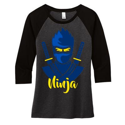 Cool Blue Ninja Women's Tri-Blend 3/4-Sleeve Raglan Shirt