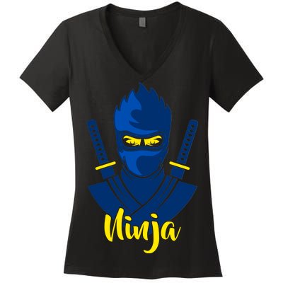 Cool Blue Ninja Women's V-Neck T-Shirt