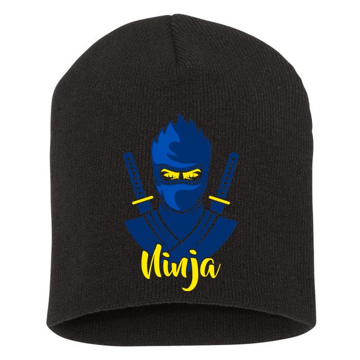 Cool Blue Ninja Short Acrylic Beanie