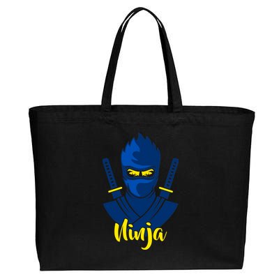 Cool Blue Ninja Cotton Canvas Jumbo Tote