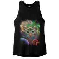 Cool Cat Nebula Space Universe  Ladies PosiCharge Tri-Blend Wicking Tank