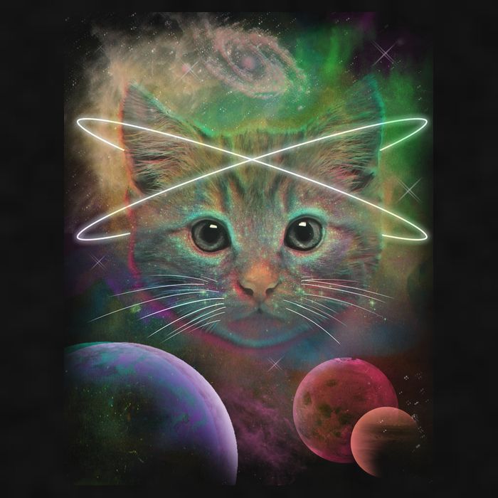 Cool Cat Nebula Space Universe  Ladies PosiCharge Tri-Blend Wicking Tank