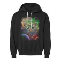 Cool Cat Nebula Space Universe  Garment-Dyed Fleece Hoodie