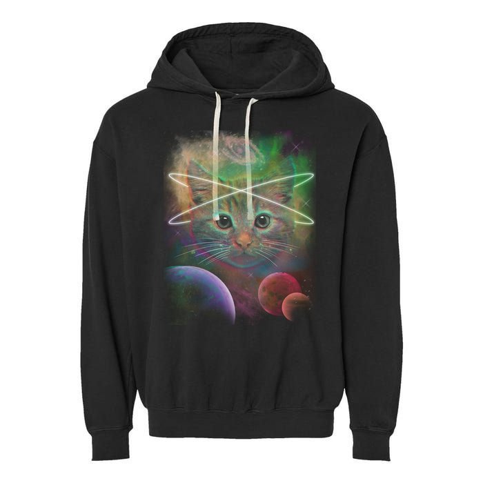 Cool Cat Nebula Space Universe  Garment-Dyed Fleece Hoodie