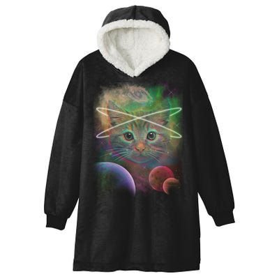 Cool Cat Nebula Space Universe  Hooded Wearable Blanket