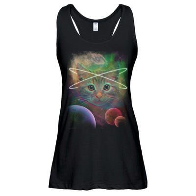 Cool Cat Nebula Space Universe  Ladies Essential Flowy Tank