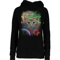 Cool Cat Nebula Space Universe  Womens Funnel Neck Pullover Hood