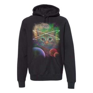 Cool Cat Nebula Space Universe  Premium Hoodie