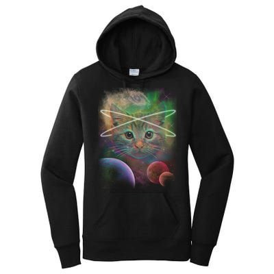 Cool Cat Nebula Space Universe  Women's Pullover Hoodie