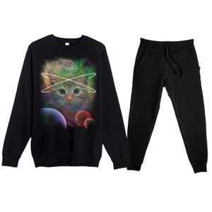 Cool Cat Nebula Space Universe  Premium Crewneck Sweatsuit Set