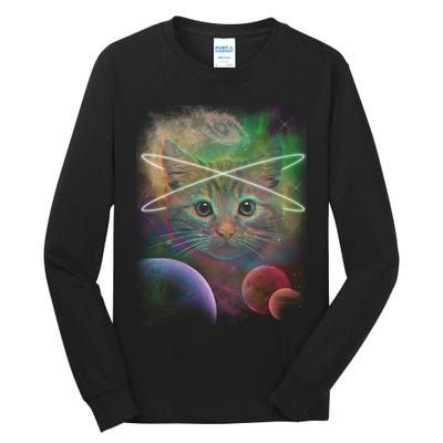 Cool Cat Nebula Space Universe  Tall Long Sleeve T-Shirt