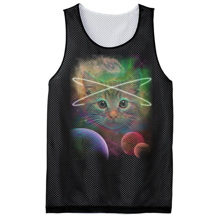 Cool Cat Nebula Space Universe  Mesh Reversible Basketball Jersey Tank