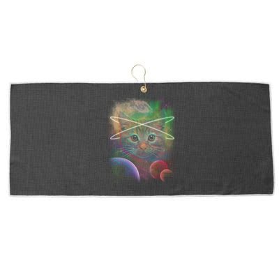 Cool Cat Nebula Space Universe  Large Microfiber Waffle Golf Towel
