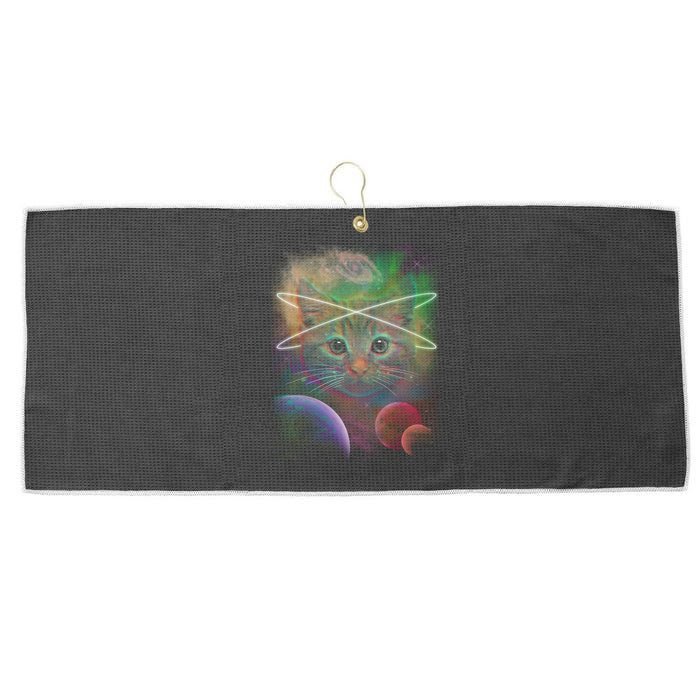 Cool Cat Nebula Space Universe  Large Microfiber Waffle Golf Towel