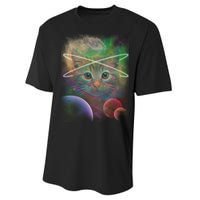 Cool Cat Nebula Space Universe  Performance Sprint T-Shirt