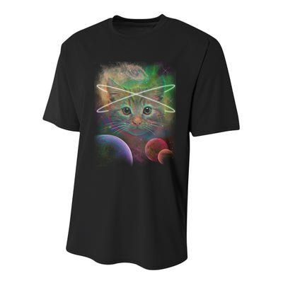 Cool Cat Nebula Space Universe  Youth Performance Sprint T-Shirt