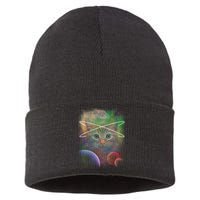 Cool Cat Nebula Space Universe  Sustainable Knit Beanie