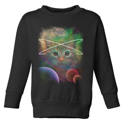 Cool Cat Nebula Space Universe  Toddler Sweatshirt