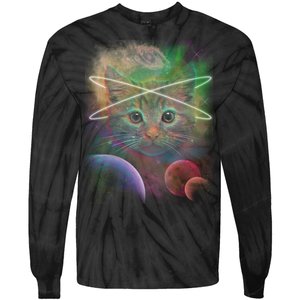 Cool Cat Nebula Space Universe  Tie-Dye Long Sleeve Shirt