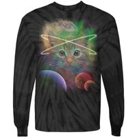 Cool Cat Nebula Space Universe  Tie-Dye Long Sleeve Shirt