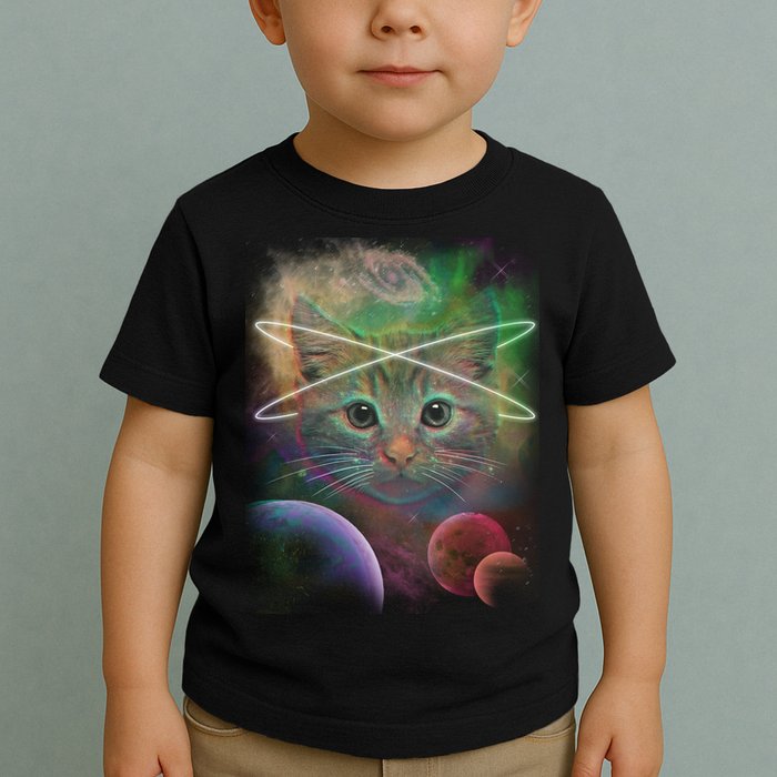 Cool Cat Nebula Space Universe  Toddler T-Shirt