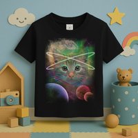 Cool Cat Nebula Space Universe  Toddler T-Shirt