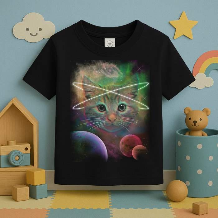 Cool Cat Nebula Space Universe  Toddler T-Shirt